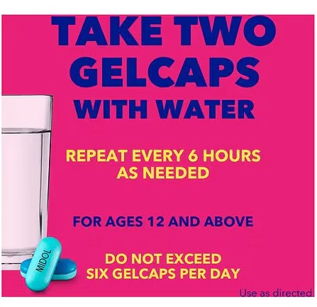 Midol Complete Menstrual Pain Relief Gelcaps with Acetaminophen 24/ct - Image 3