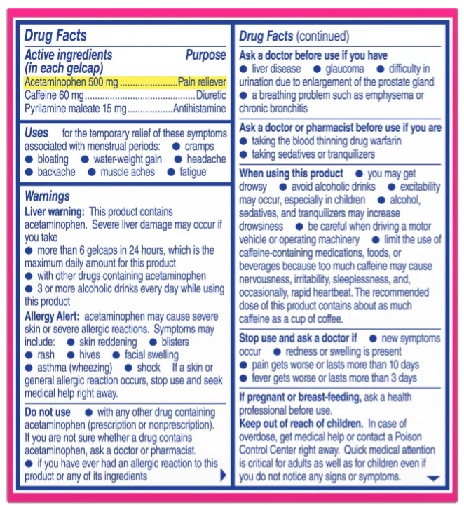 Midol Complete Menstrual Pain Relief Gelcaps with Acetaminophen 24/ct - Image 8