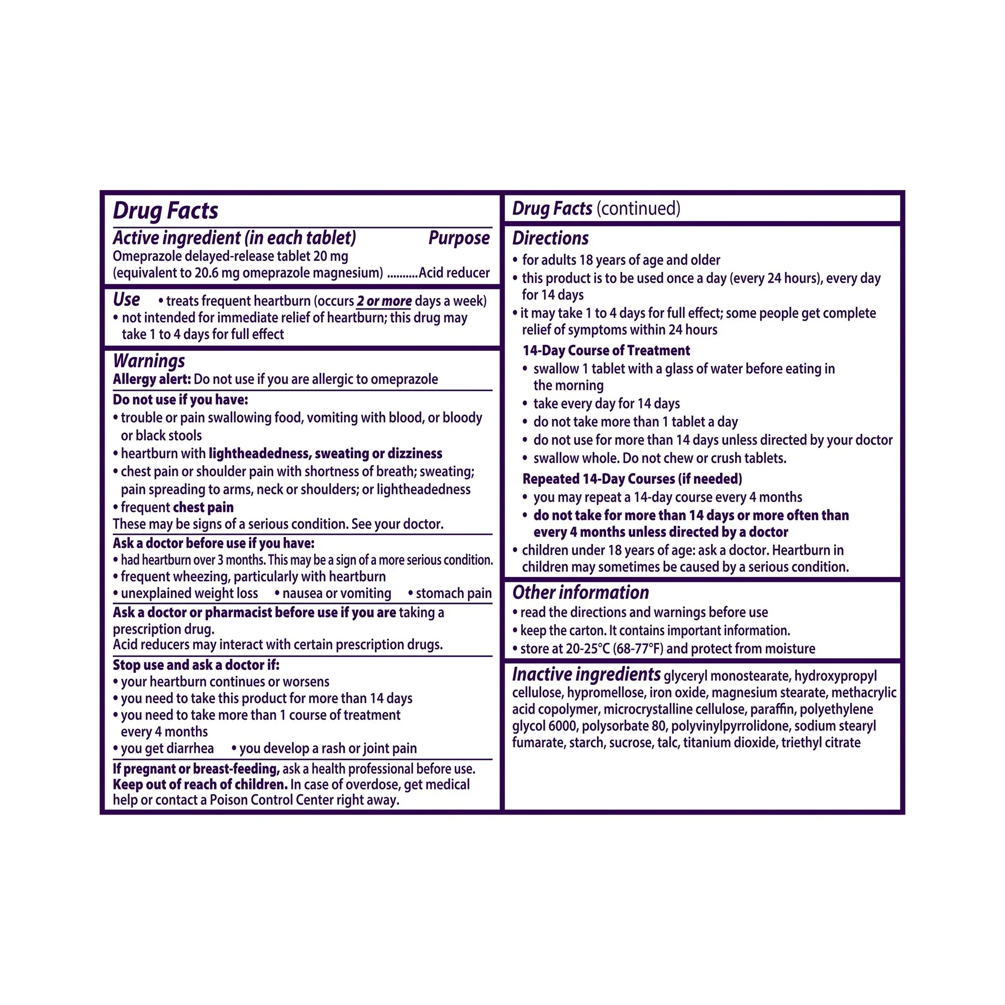 Prilosec OTC Antacid Tablets 20mg - Image 2